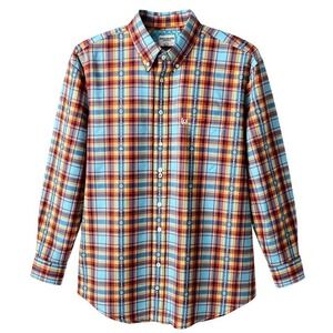Panhandle Rough Stock Mens XXL Blue Plaid Long Sleeve Button Up Shirt - AC
